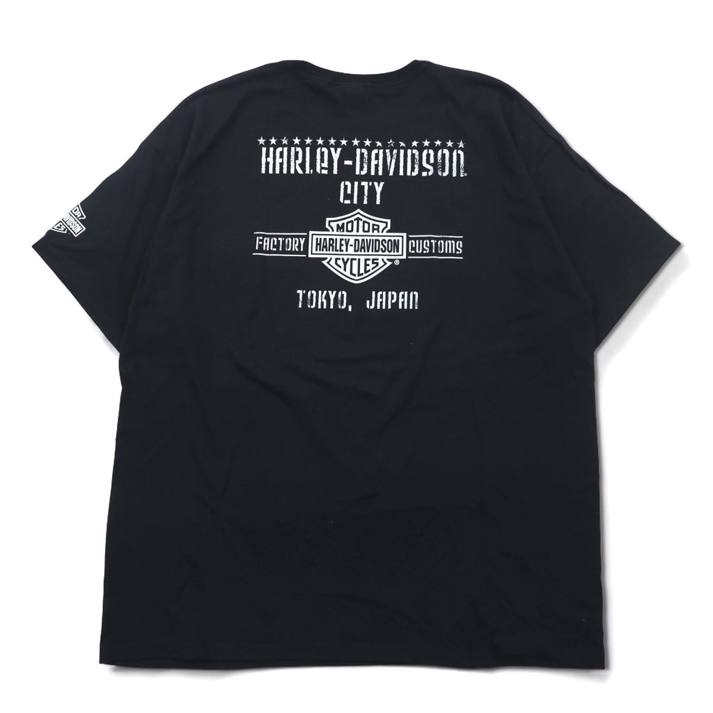 HARLEY DAVIDSON Double-sided Print T-shirt XXL Black Cotton TOKYO JAPAN
