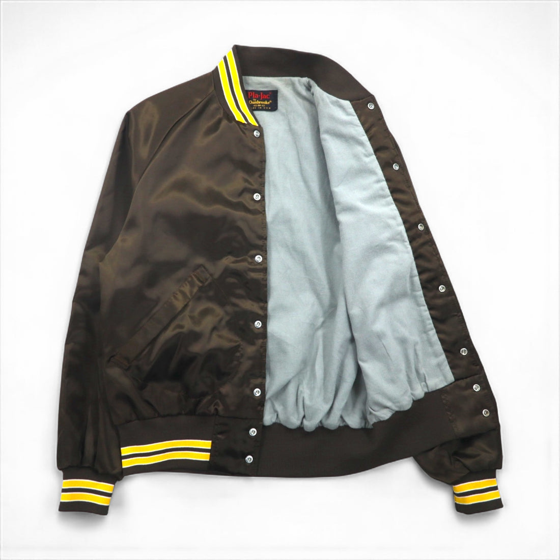 90s USA Vintage Varsity Jacket, Made in the USA, Size M, Brown, Pla-Jac by Dunbrooke