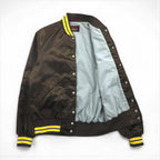 90s USA Vintage Varsity Jacket, Made in the USA, Size M, Brown, Pla-Jac by Dunbrooke