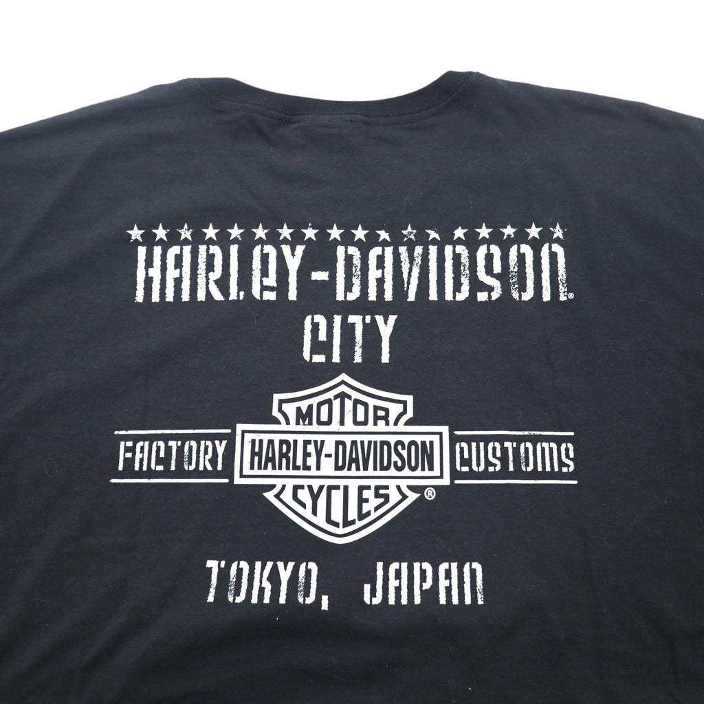 HARLEY DAVIDSON Double-sided Print T-shirt XXL Black Cotton TOKYO JAPAN