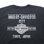 HARLEY DAVIDSON Double-sided Print T-shirt XXL Black Cotton TOKYO JAPAN