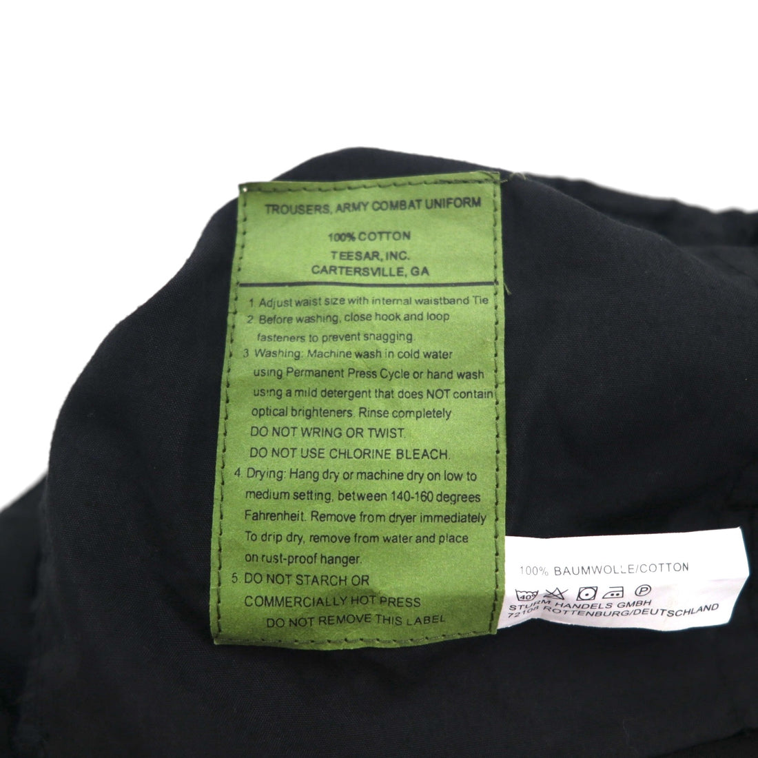 US Army ACU Trousers, Combat Cargo Pants, Size S, Black, Ripstop, Military, 8415-01-519-8429, TEESAR INC.