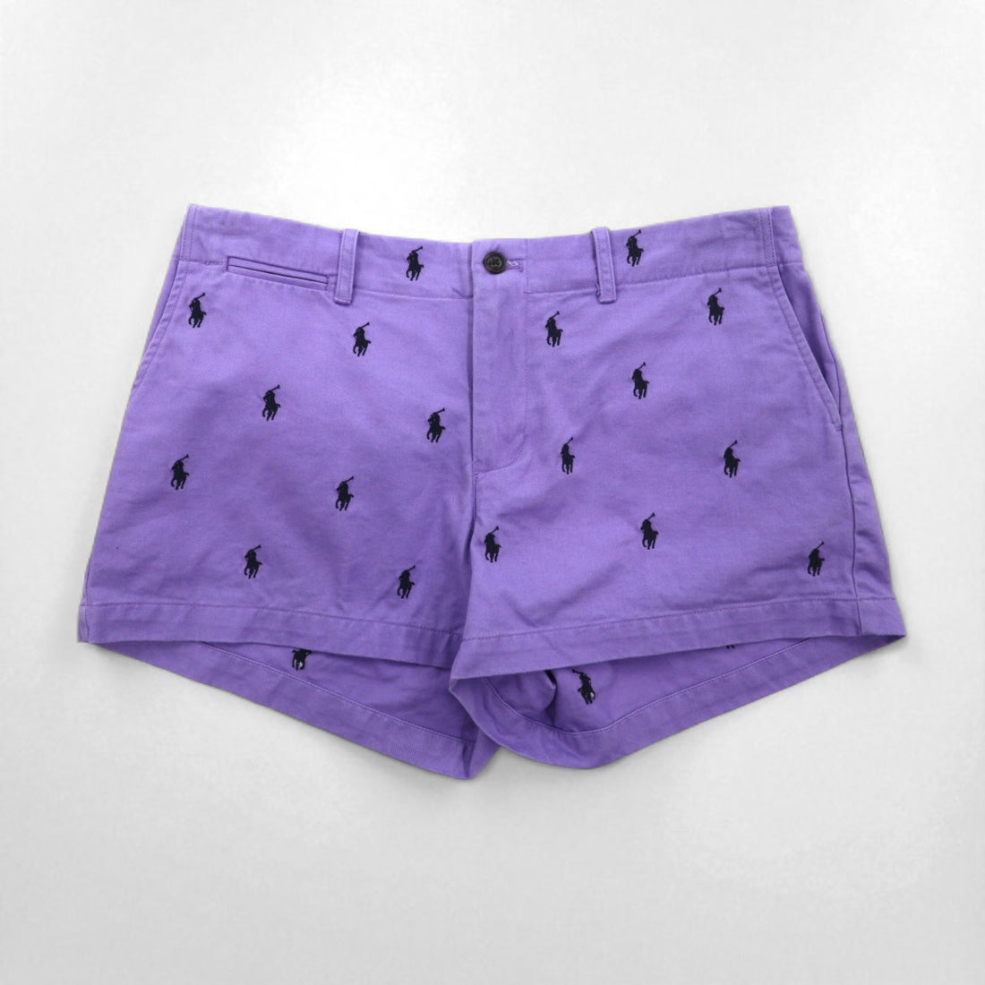 RALPH LAUREN SPORT 90s Shorts, Size M, Purple, All-Over Pony Embroidery.