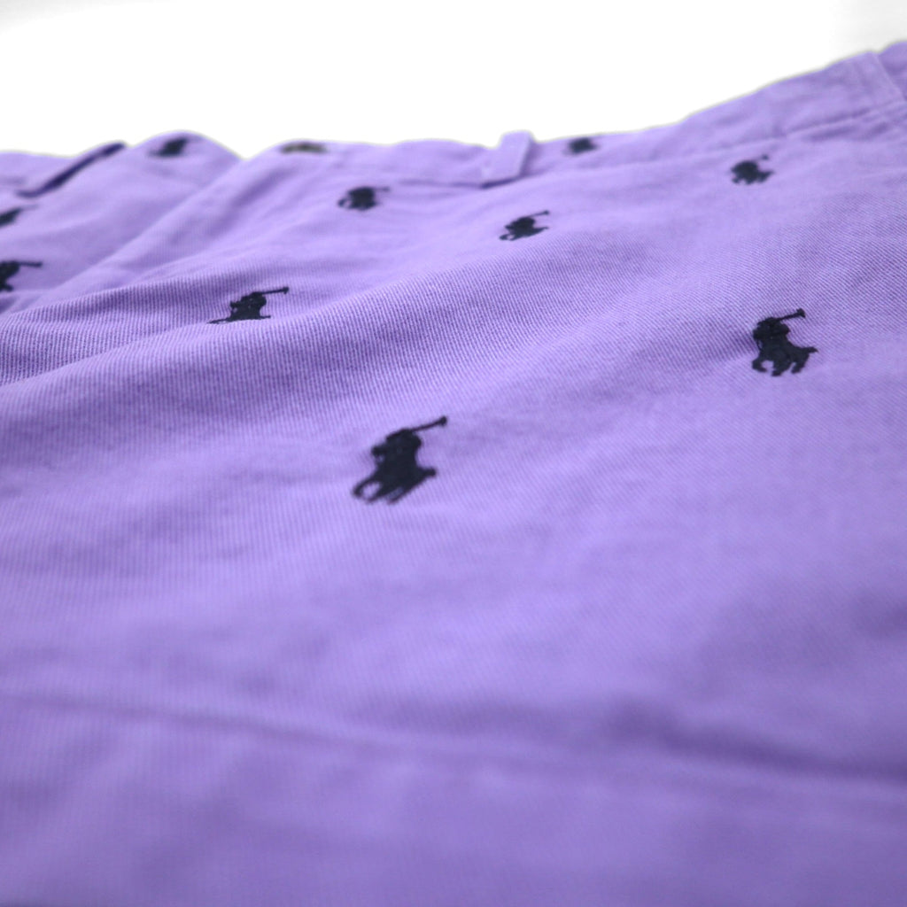 RALPH LAUREN SPORT 90s Shorts, Size M, Purple, All-Over Pony Embroidery.