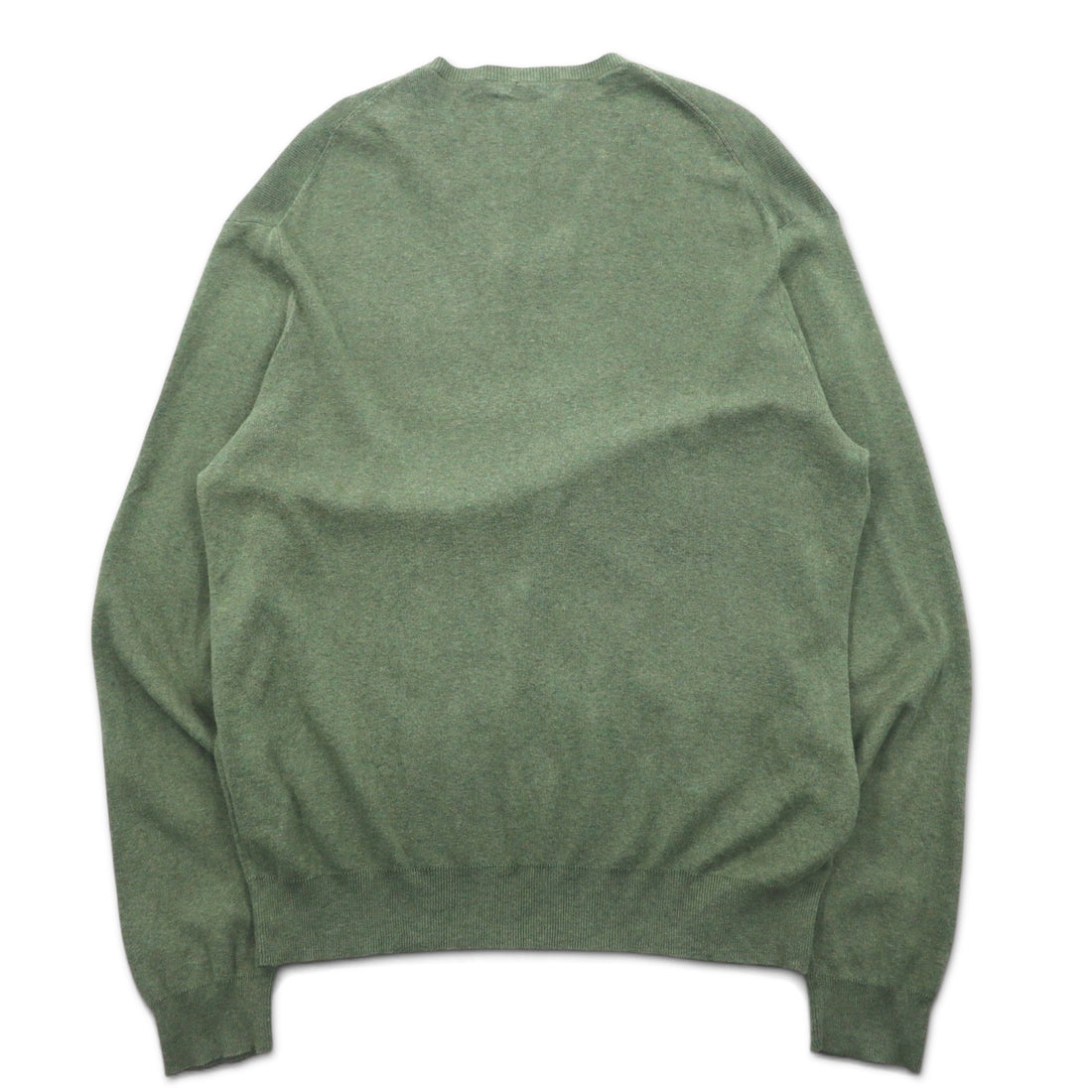 POLO RALPH LAUREN V-neck Pima Cotton Knit Sweater L Khaki Small Pony Embroidery PIMA COTTON