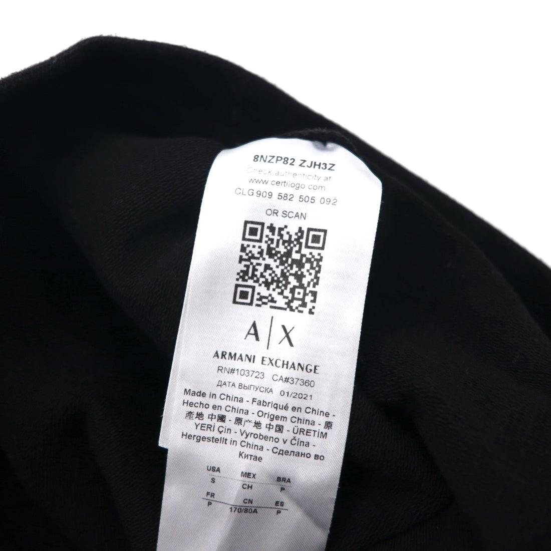 A|X ARMANI EXCHANGE Sweatshirt Hoodie and Jersey Set, Size M, Black, 8NZM82 ZJH3Z