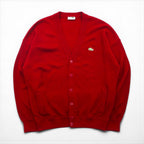 CHEMISE LACOSTE 80s Knit Cardigan, Size L, Red, Acrylic