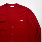 CHEMISE LACOSTE 80s Knit Cardigan, Size L, Red, Acrylic