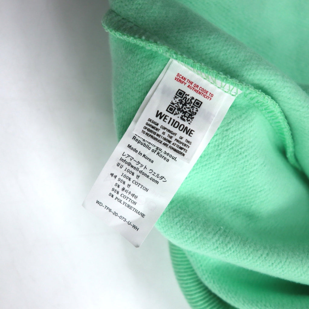 WE11DONE Pullover Hoodie S Mint Green Logo Print Iridescent Logo Hoodie