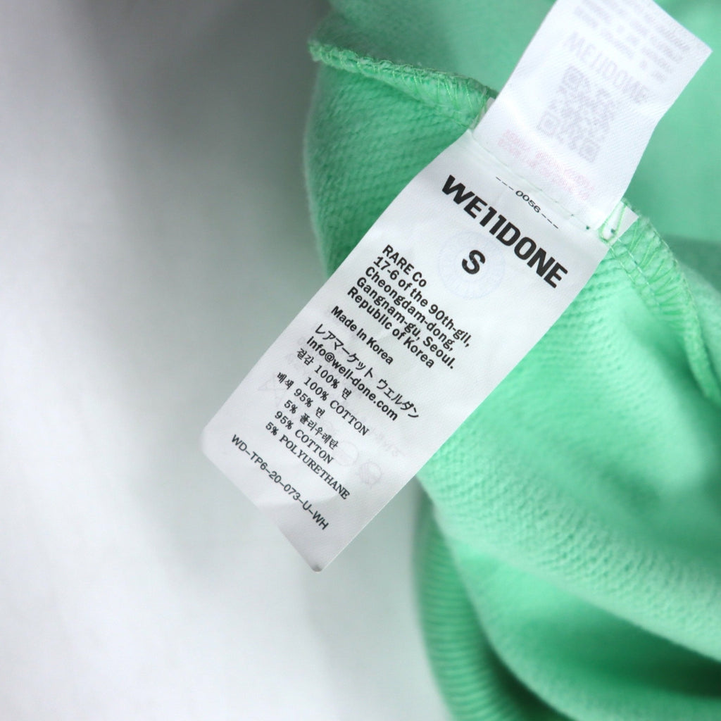 WE11DONE Pullover Hoodie S Mint Green Logo Print Iridescent Logo Hoodie