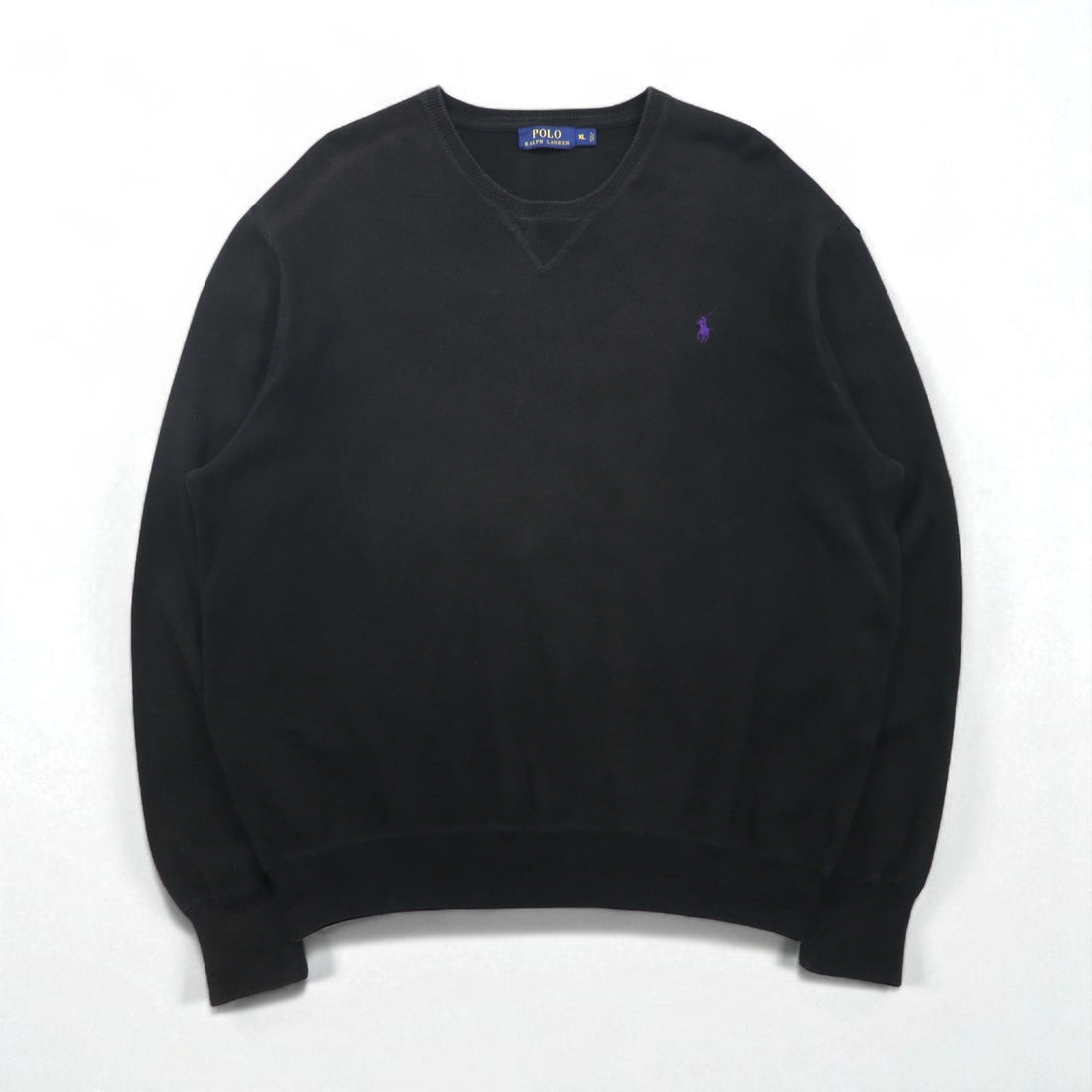 Polo Ralph Lauren V-neck sweatshirt, XL, black cotton with small pony embroidery