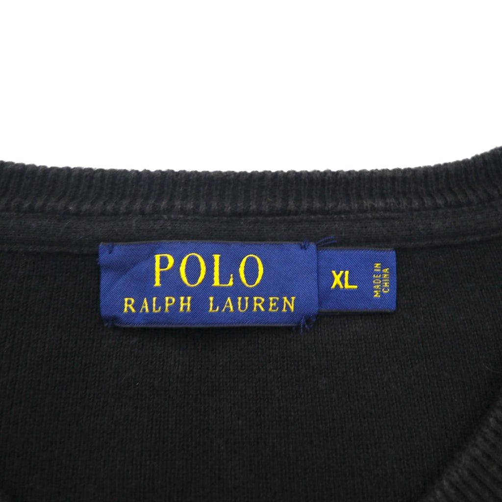 Polo Ralph Lauren V-neck sweatshirt, XL, black cotton with small pony embroidery