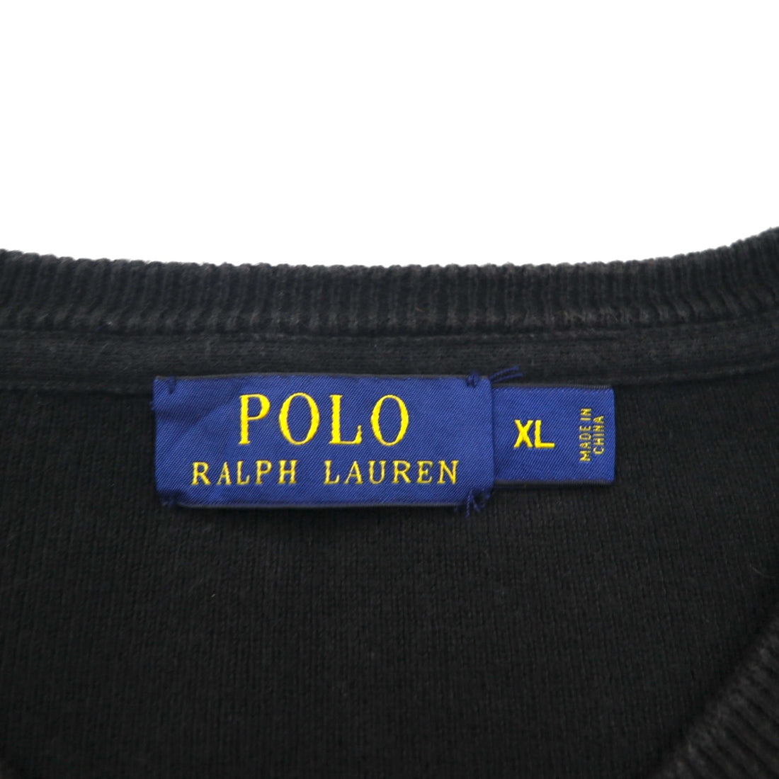 Polo Ralph Lauren V-neck sweatshirt, XL, black cotton with small pony embroidery