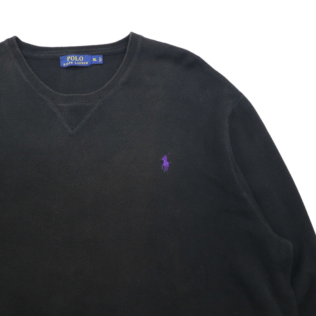 Polo Ralph Lauren V-neck sweatshirt, XL, black cotton with small pony embroidery