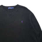 Polo Ralph Lauren V-neck sweatshirt, XL, black cotton with small pony embroidery