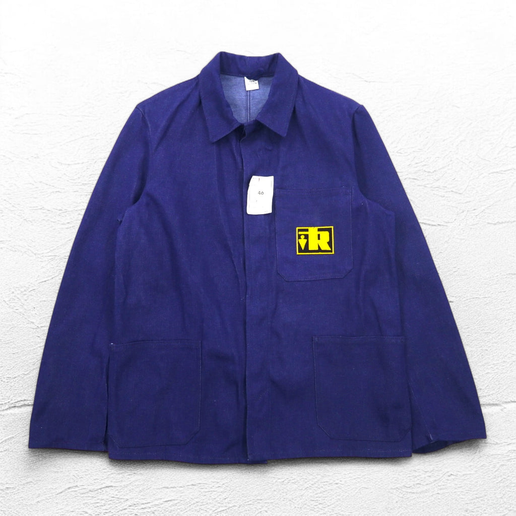 Vintage 70s Euro Work Jacket SANFOR 70s German made denim coverall work jacket L size deadstock unused