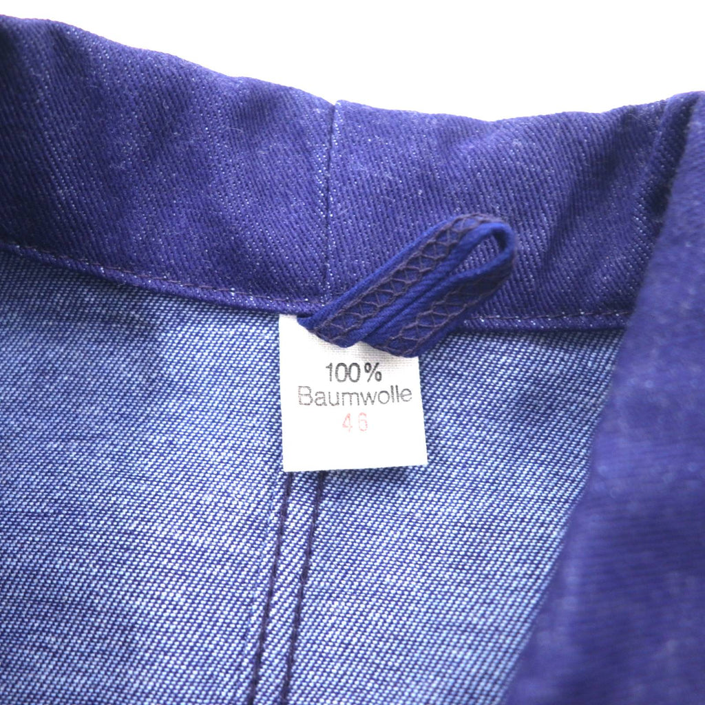 Vintage 70s Euro Work Jacket SANFOR 70s German made denim coverall work jacket L size deadstock unused