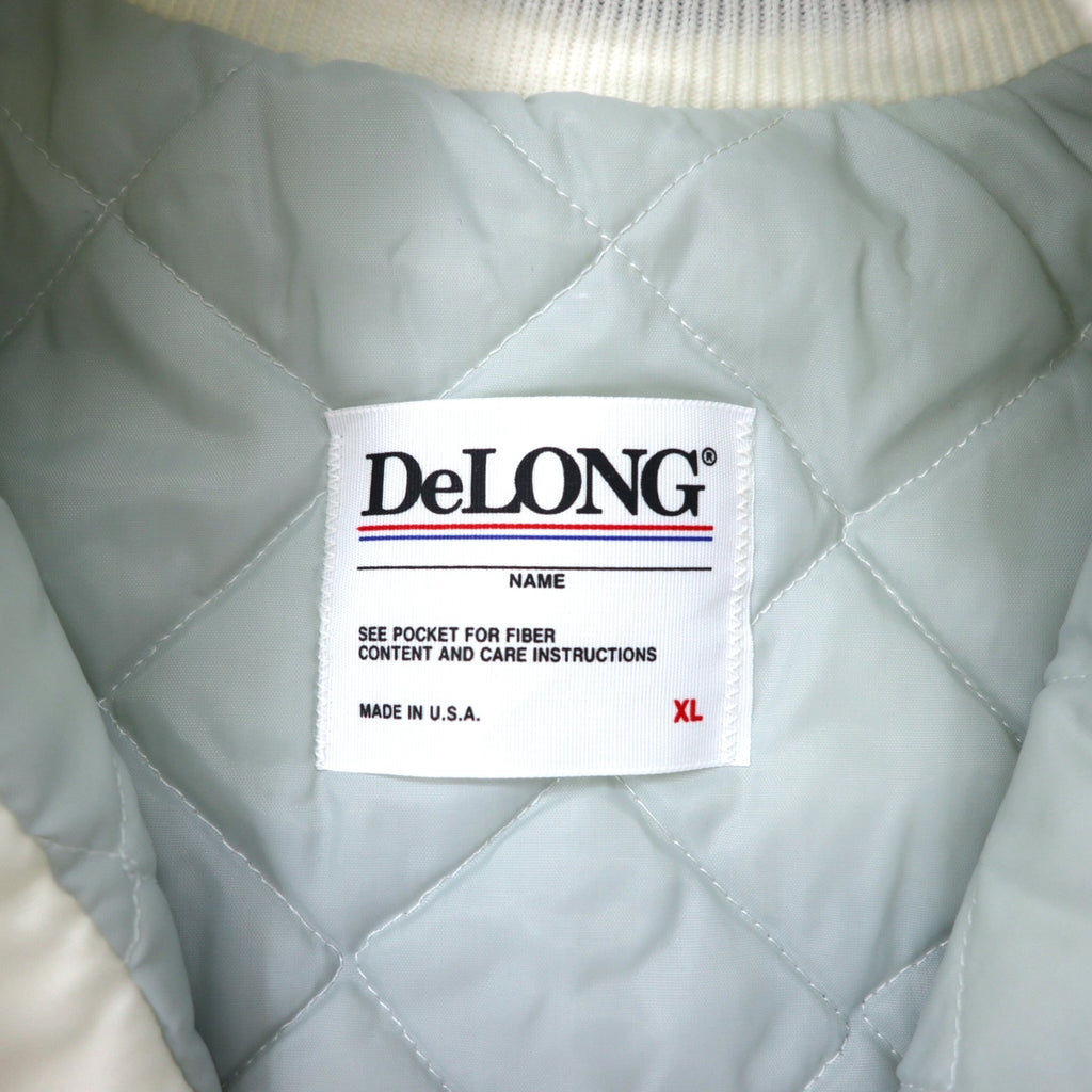 DeLONG USA made 90s varsity jacket XL white nylon quilted liner MUHLENBERG NORTH STARS back print