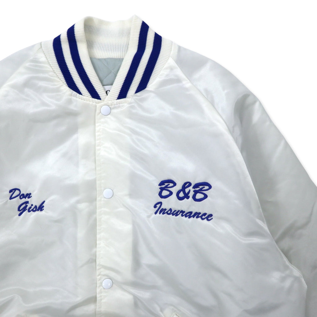 DeLONG USA made 90s varsity jacket XL white nylon quilted liner MUHLENBERG NORTH STARS back print