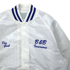DeLONG USA made 90s varsity jacket XL white nylon quilted liner MUHLENBERG NORTH STARS back print
