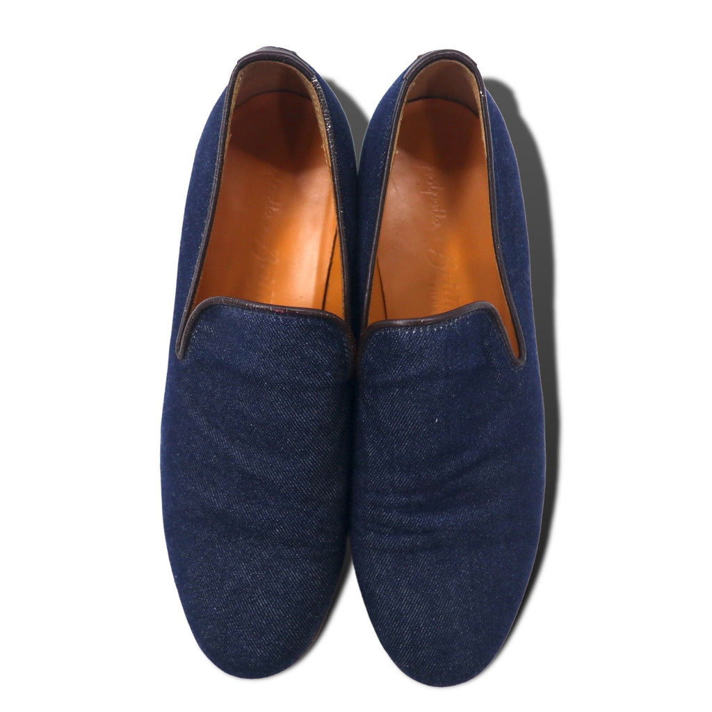 polpetta × Brilla per il gusto (BEAMS) Denim slip-on loafers 25.5cm blue leather switching SPORTO