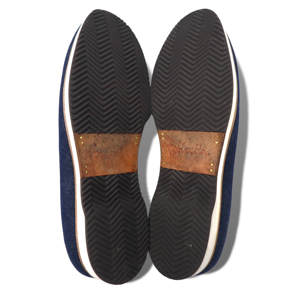 polpetta × Brilla per il gusto (BEAMS) Denim slip-on loafers 25.5cm blue leather switching SPORTO