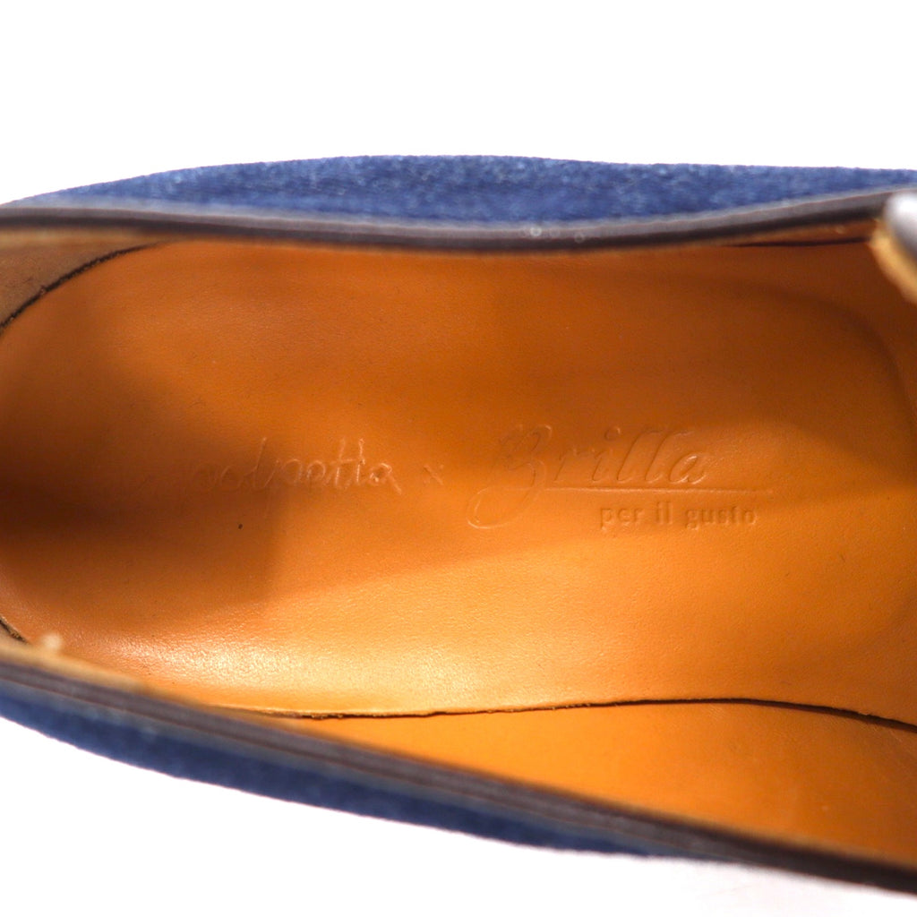 polpetta × Brilla per il gusto (BEAMS) Denim slip-on loafers 25.5cm blue leather switching SPORTO