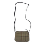 LAUREN RALPH LAUREN Gun Club Check Shoulder Bag Pochette Brown Nylon Canvas Logo Plate