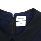 MIHARA YASUHIRO Collared Sleeveless Blouse, Size L, Navy, Cotton Stretch, Made in Japan
