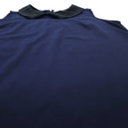 MIHARA YASUHIRO Collared Sleeveless Blouse, Size L, Navy, Cotton Stretch, Made in Japan