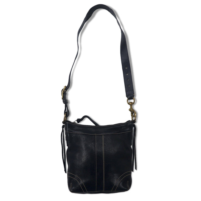 COACH Duffle Leather Crossbody Shoulder Bag Black Stitch 10398