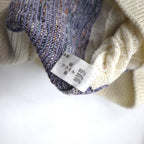 90s TARA DESIGN Jacquard Cotton Knit Sweater L White Purple Argyle Pattern Made in Japan