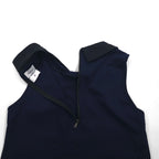 MIHARA YASUHIRO Collared Sleeveless Blouse, Size L, Navy, Cotton Stretch, Made in Japan