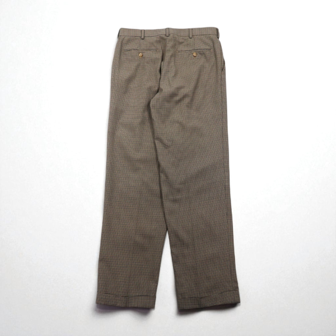 LANDS' END 2-pleat Wide Leg Slacks, Size M, Brown, Glen Plaid, Wool