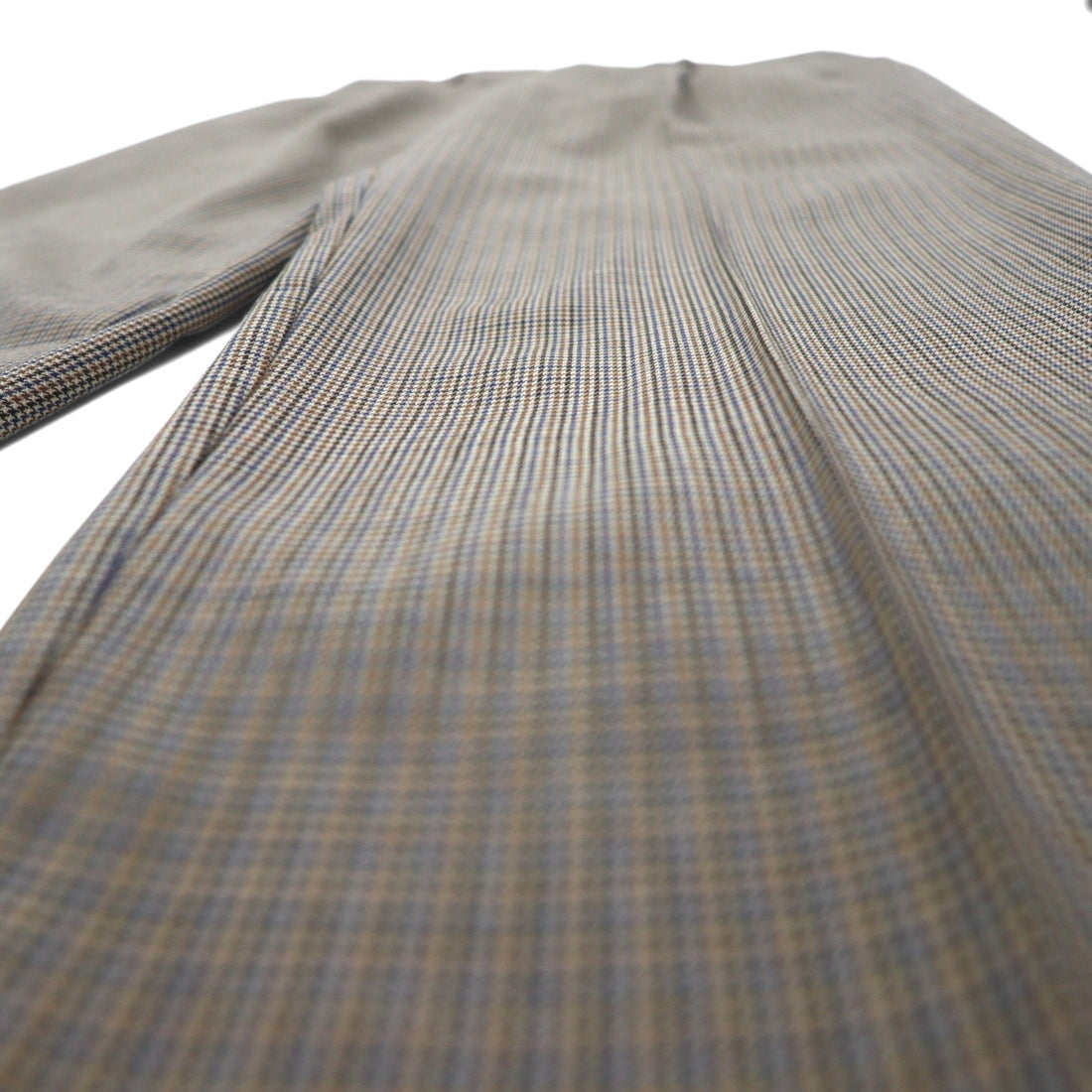 LANDS' END 2-pleat Wide Leg Slacks, Size M, Brown, Glen Plaid, Wool