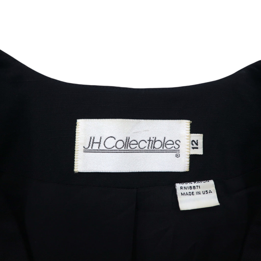 Vintage 90s made in USA Double-Breasted Blazer JH Collectibles Double-breasted no-collar tailored jacket XL Black Rayon