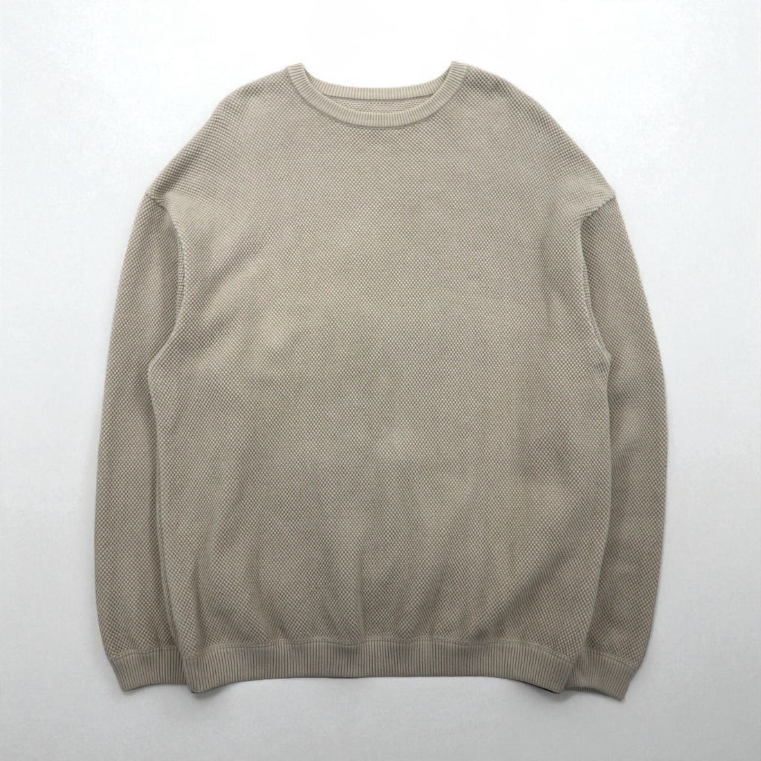 crepuscule Moss Stitch Pullover Knit Sweater, Beige, Pique, Medium, Oversized, 1901-001