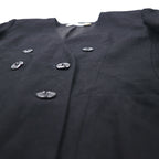 Vintage 90s made in USA Double-Breasted Blazer JH Collectibles Double-breasted no-collar tailored jacket XL Black Rayon