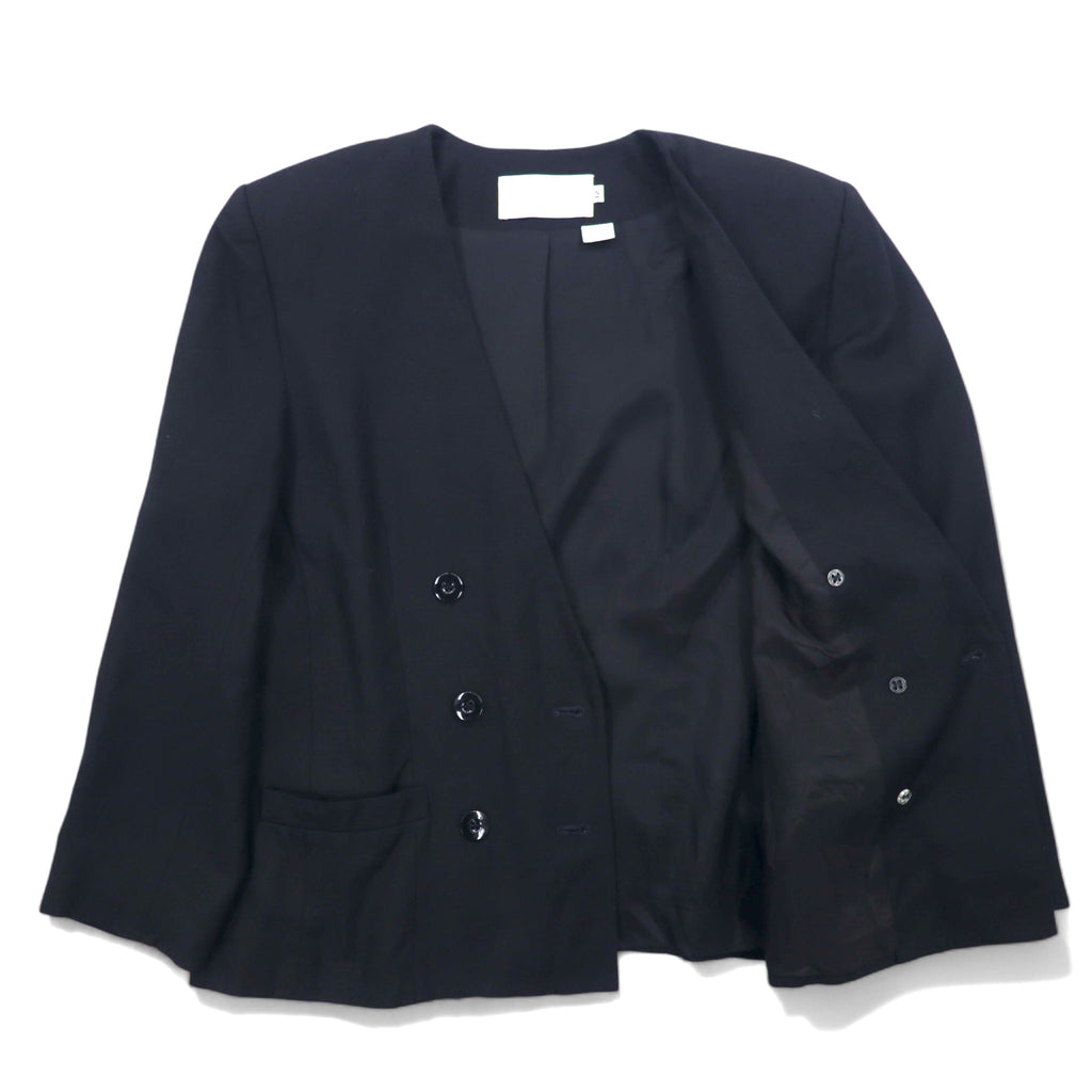 Vintage 90s made in USA Double-Breasted Blazer JH Collectibles Double-breasted no-collar tailored jacket XL Black Rayon