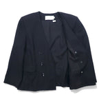 Vintage 90s made in USA Double-Breasted Blazer JH Collectibles Double-breasted no-collar tailored jacket XL Black Rayon