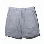 Polo by Ralph Lauren 90s Seersucker Shorts, Size L, Blue and White Stripes, Made in Sri Lanka