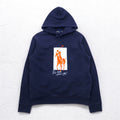 POLO RALPH LAUREN ポニー プリント プルオーバー パーカー M ネイビー 裏起毛 サイドポケット