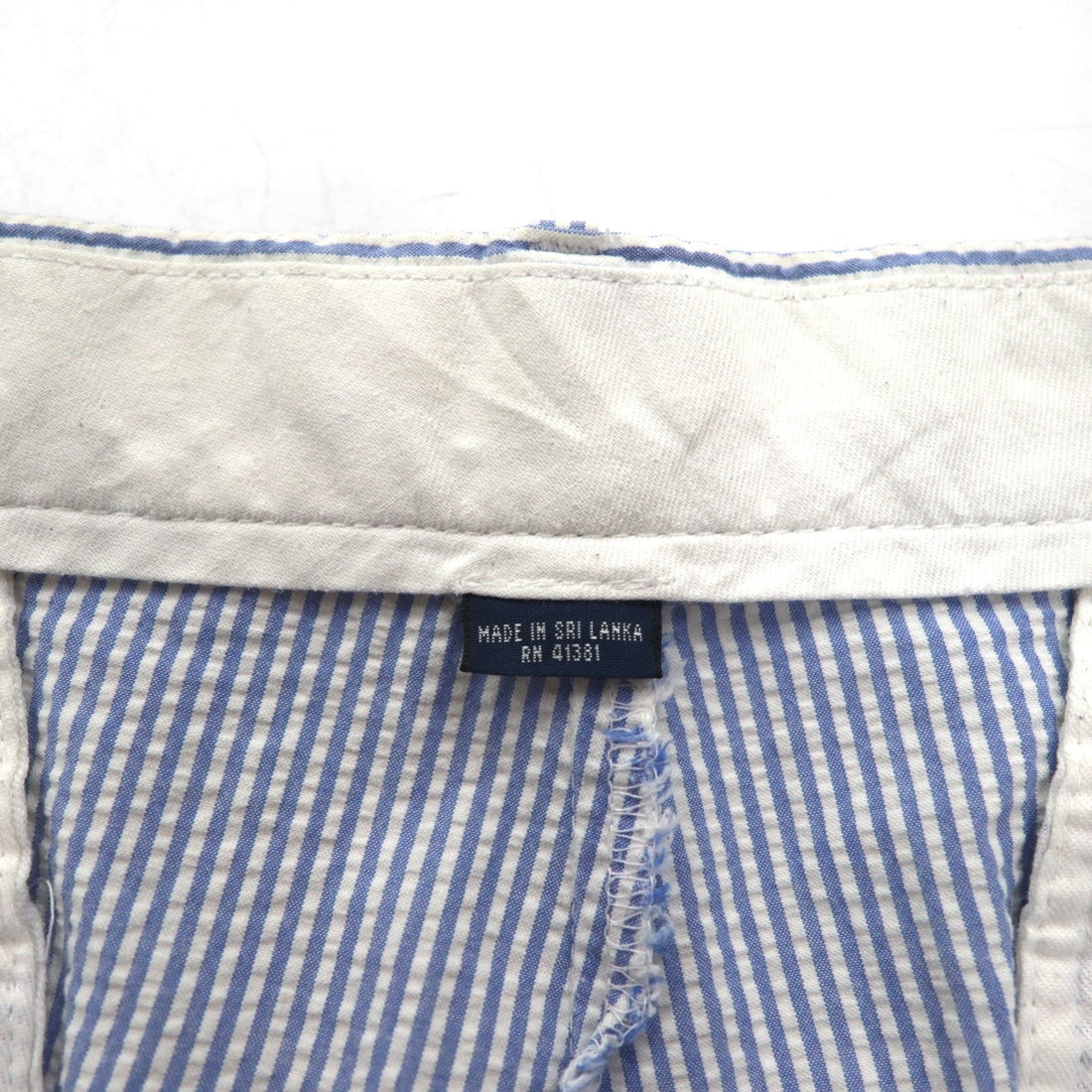 Polo by Ralph Lauren 90s Seersucker Shorts, Size L, Blue and White Stripes, Made in Sri Lanka