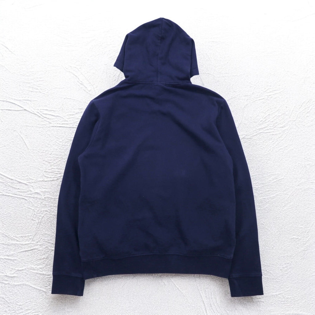 POLO RALPH LAUREN ポニー プリント プルオーバー パーカー M ネイビー 裏起毛 サイドポケット