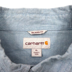 Carhartt Chambray Button-Down Work Shirt, XL, Indigo, Double Pocket, FORT L/S CHAMBRAY SHIRT S202, Relaxed Fit