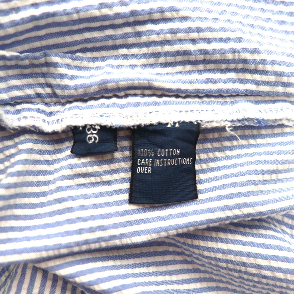 Polo by Ralph Lauren 90s Seersucker Shorts, Size L, Blue and White Stripes, Made in Sri Lanka