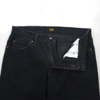 Lee Regular Fit Straight Jeans, Black Denim Pants, Size L, Zipper Fly, USA Model, 2008908, Made in Mexico