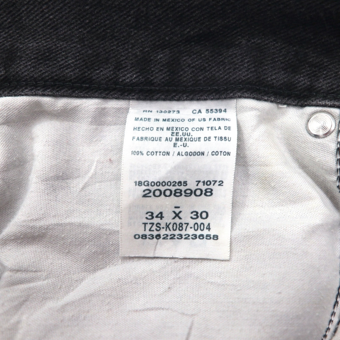 Lee Regular Fit Straight Jeans, Black Denim Pants, Size L, Zipper Fly, USA Model, 2008908, Made in Mexico