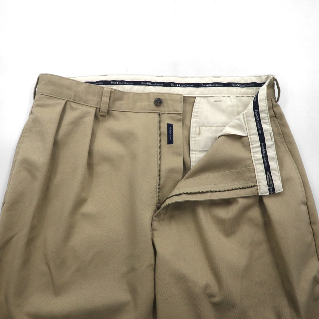 Polo Ralph Lauren 90s Polo Chino Pants, Wide Leg Pants, Beige, Size L, Andrew Pant, Pleated