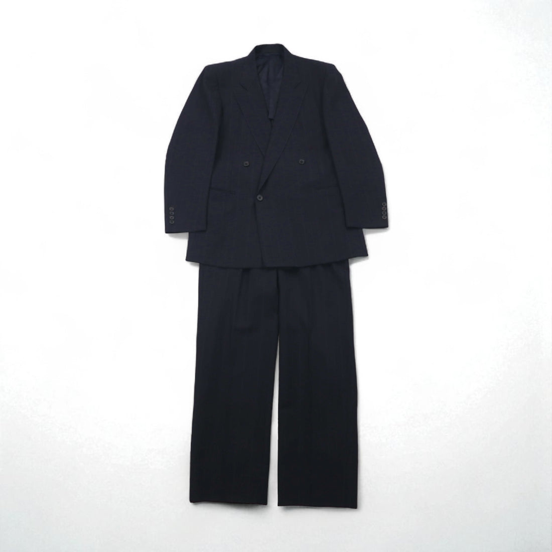 BURBERRY 日本製 ピークドラペル ダブル ブレザー セットアップ スーツ M ウール モヘア ストライプ WOOL＆MOHAIR
